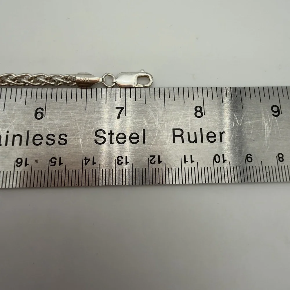 Vtg Italy 925 Sterling Silver Spiga Wheat Rope Chain Bracelet 7